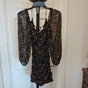 All in Favor Black and Pink Long Sleeve Dress